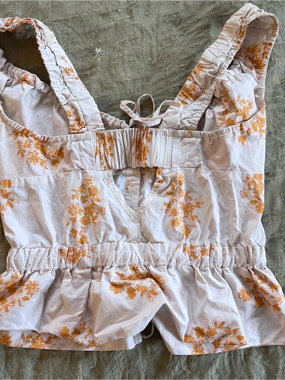 Ciao Lucia Floral Cottagecore Peplum Milkmaid Peasant Tank Top Size XS